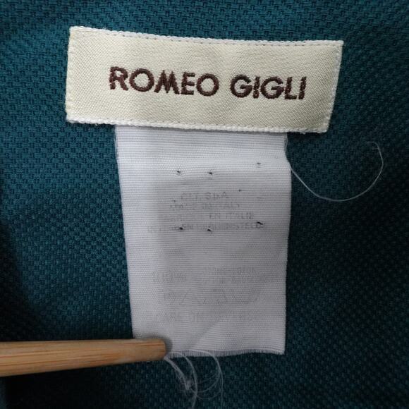 Romeo Gigli Shirt Mens 42 Green Textured Luxury Business Office Button Pock - Picture 3 of 13